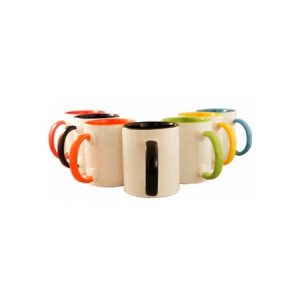 Tazas con mango e interior en color