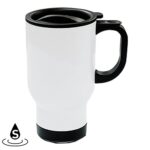 Jarro metálico blanco con tapa