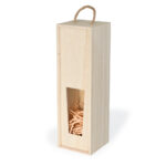 Estuche para botella de vino en madera con ventana y soporte
