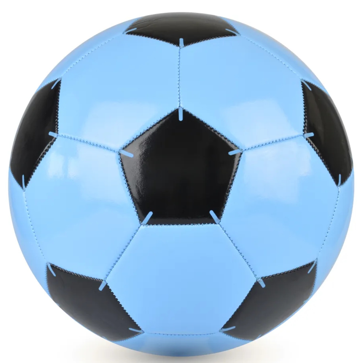 Pelotas de fútbol celestes y negras